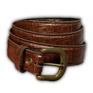 Dark Mahogany Grained Faux Leather Belt